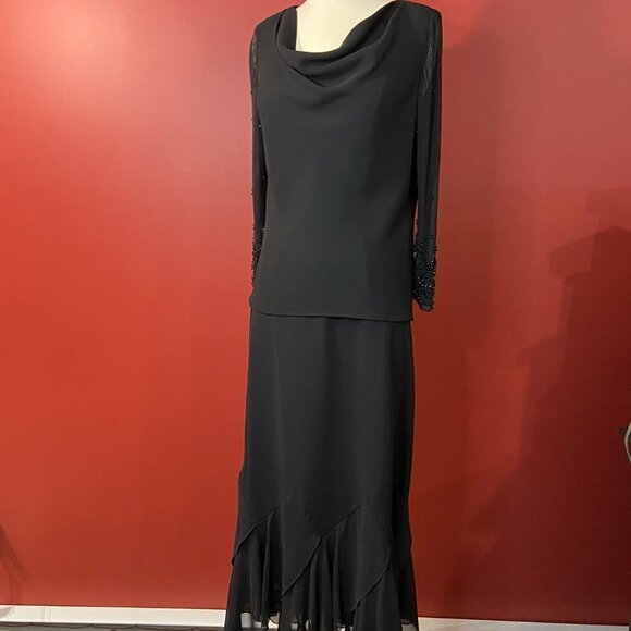 S.L. Fashions Women's Black Embellished 2-piece Outfit - Size 10 - Picture 1 of 6